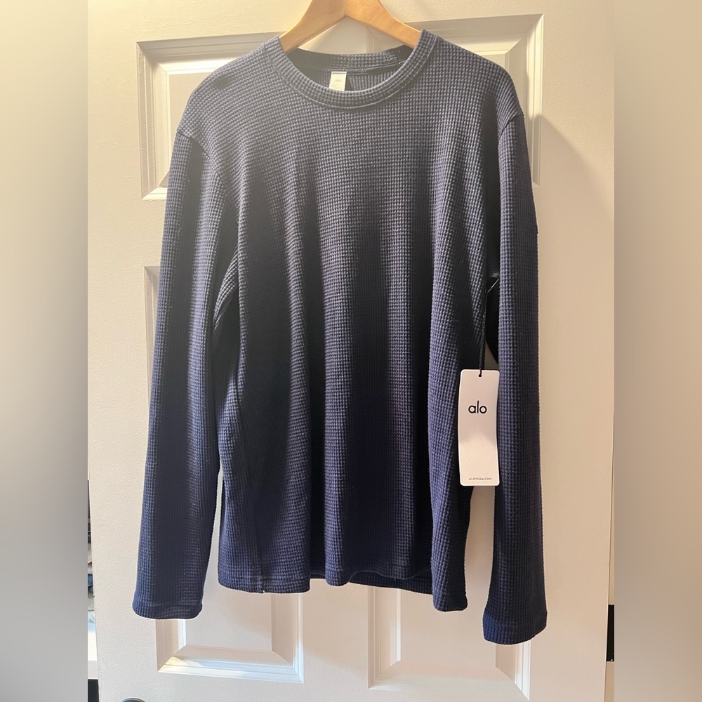 ALO Yoga Blue Crewneck Sweater Soft Knit Casual